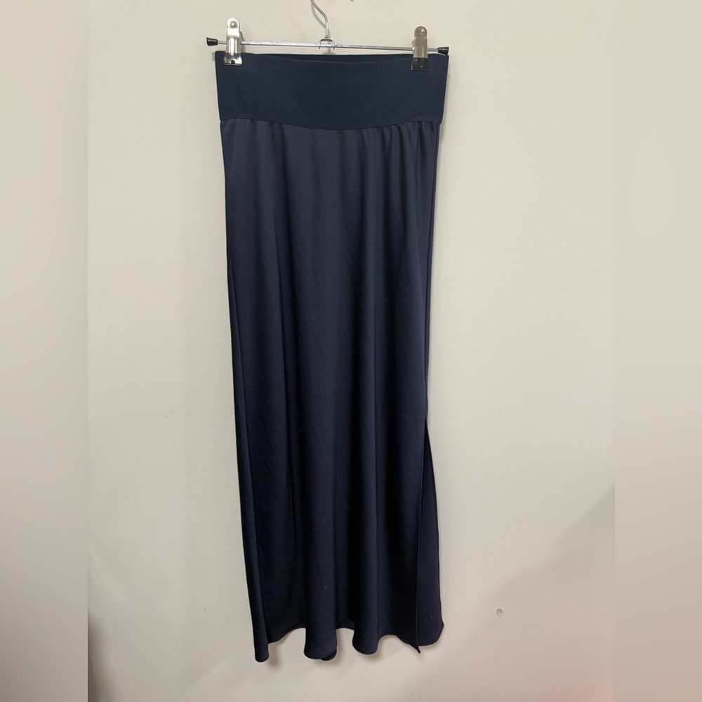 Theory Rib Waist Midi Skirt with Side Slit